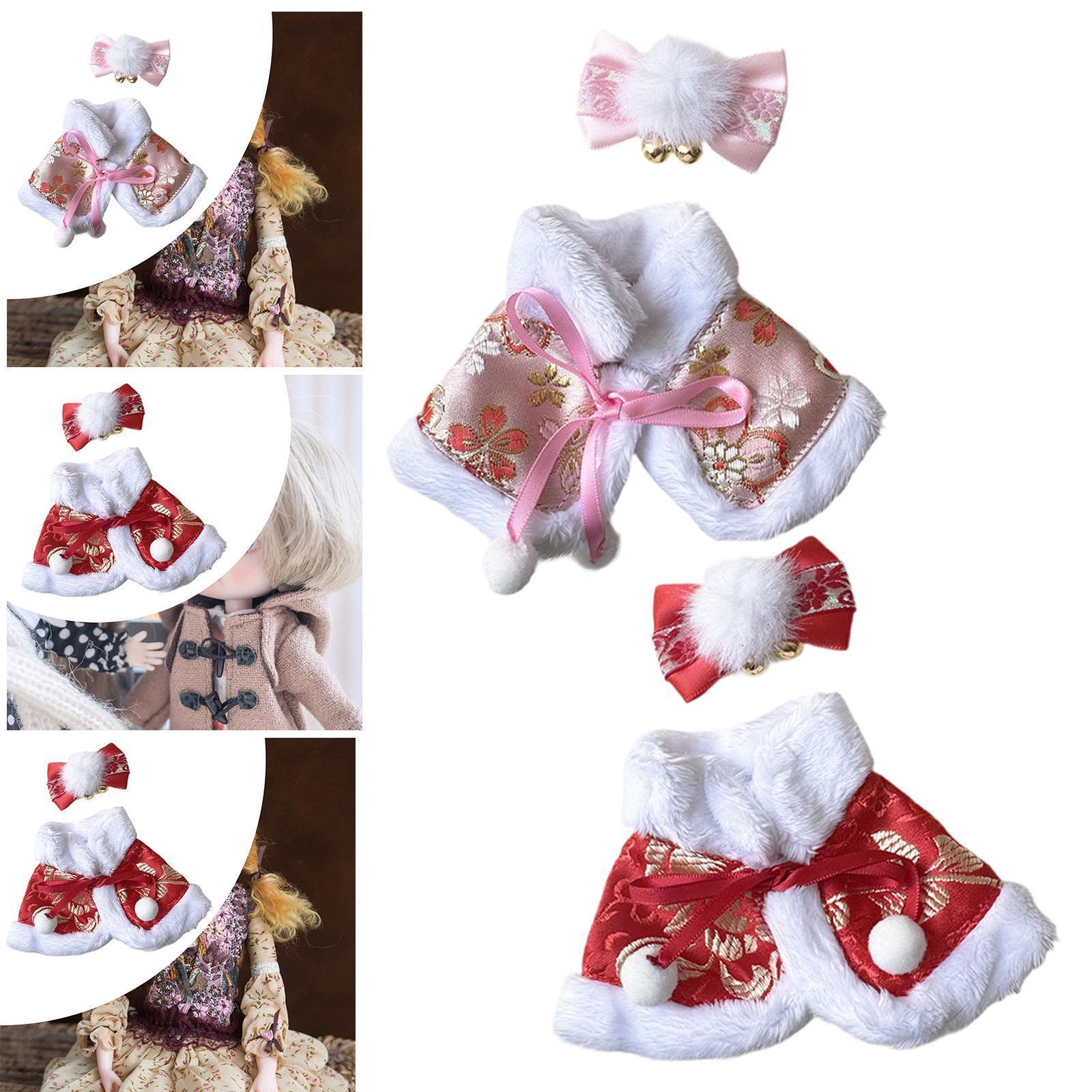 Ancient Style Plush Doll Shawl Cape for Dress Up and Pretend Play DIY Fashion
