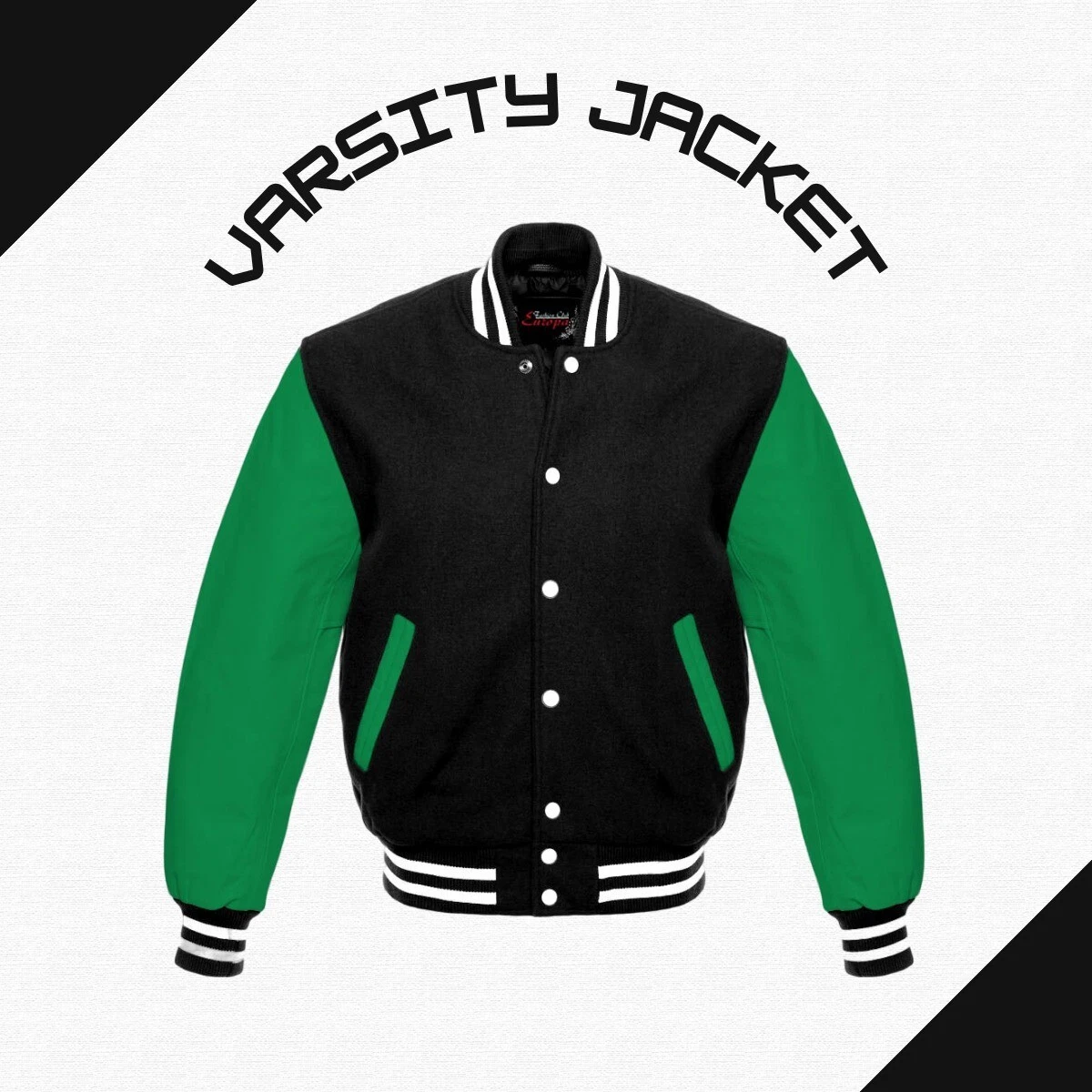 Retro Wool Varsity Jacket Genuine Leather Sleeve College Baseball Bomber Jacket