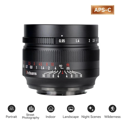 7artisans 50mm F0.95 APS-C MF Large Aperture Objektiv für Nikon Sony Canon M43 Fuji - Bild 7 von 16