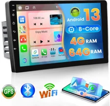 4+64GB 10.1 Inch 2 DIN Car Stereo Radio Android 13 Carplay GPS Navi BT WIFI IPS