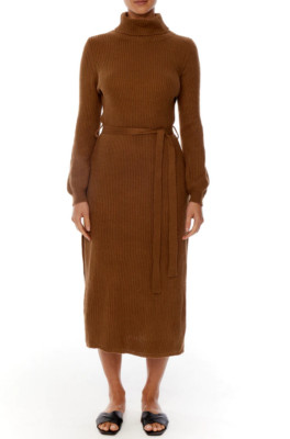 Lblc The Label Jordana Sweater Dress Brown Size L 9918