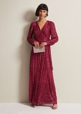 Phase Eight Petite Amily Pink Sequin Maxi Dress Size 10 RRP £219