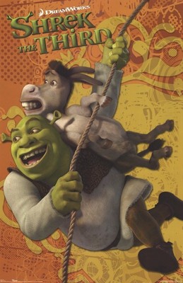 SHREK THE THIRD ~ SWING WITH DONKEY 22x34 MOVIE POSTER 3 NEW