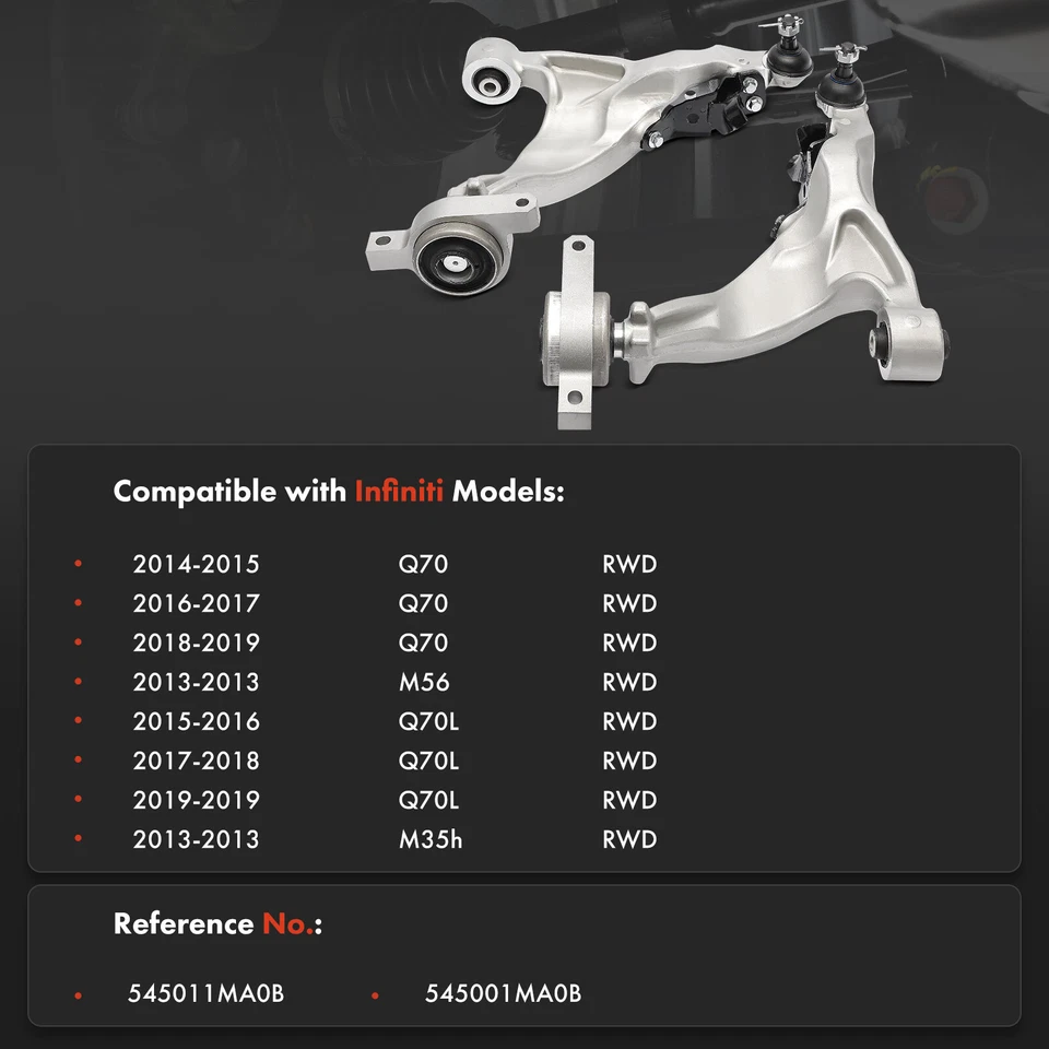 2x Kit de brazo de control inferior delantero con rótula para Infiniti Q70 Q70L M35h M56 tracción trasera Foto 2 de 4