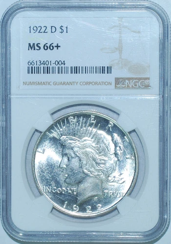 1922 D NGC MS66+ Peace Silver Dollar