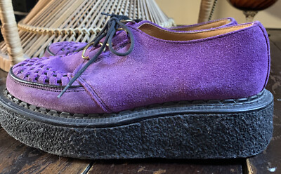 vtg 70s original Punk ROBOT chelsea buckle brothel creepers purple