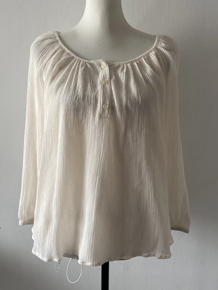 J Crew Ivory Blouse Size 12 UK 8 US Womens Cotton Silk Smocked Neck NEW NWT - Image 2 of 4