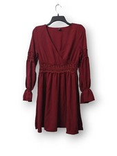 Shein Dress Womens Size S Cut Out Lace Waist Baby doll peasant long sleeve 