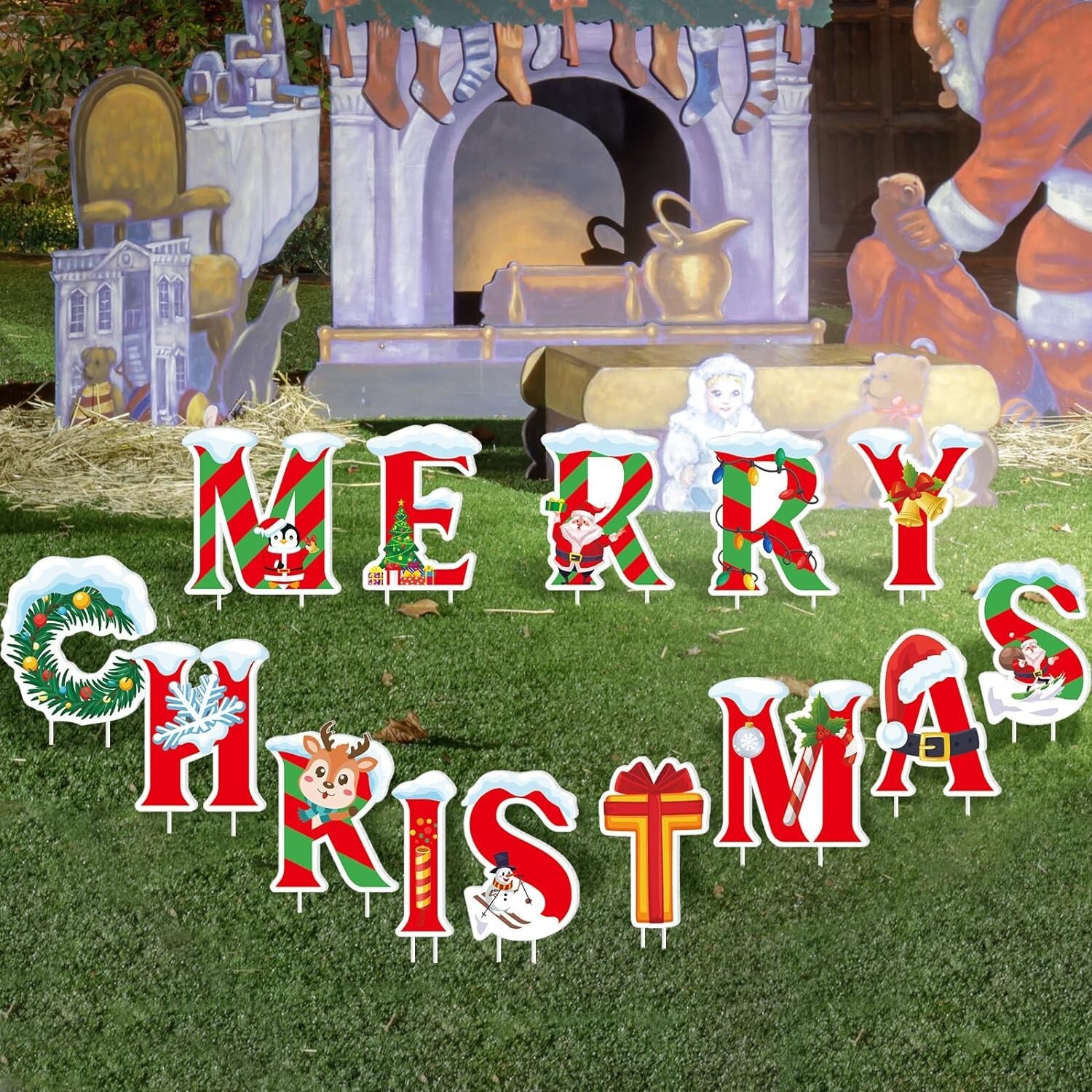 14 Pcs Christmas Yard Decorations Outdoor Merry Christmas Yard Sign