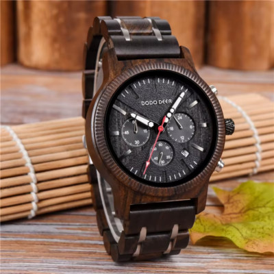 Männeruhr Holz Armbanduhr für Herren Chronograph Luxusuhr Holzuhr Herrenuhr Neu