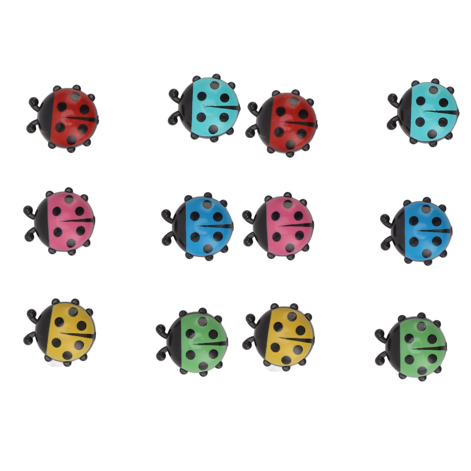 12pcs Resin Ladybug Shaped Refrigerator Magnets Home Cute Cartoon Decorative