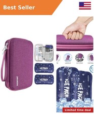 Insulin Cooler Travel Case, 2x150g Ice Pack TSA Approved, Burgundy