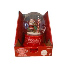 NEW Musical Plastic Waterless SNOW GLOBE Santa RUDOLPH the Red-Nosed Reindeer