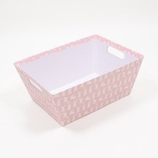 Easter Bunnies Pastel Pink Rectangular Hamper Basket 33cm