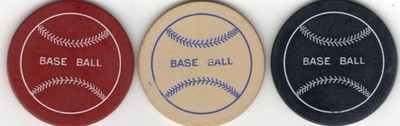 1900's Vintage Baseball poker playing chips (3) - red -white- blue rare