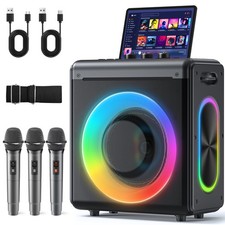 New Karaoke Machine, 3 Wireless Rechargeable Microphones, 200W Speaker Bluetooth