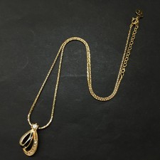 EGA Christian Dior Rhinestone Gold Tone Pendant Necklace/3CC1799