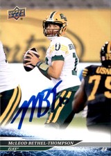 Mcleod Bethel-Thompson Signed 2025 Upper Deck CFL Football card Edmonton Elks