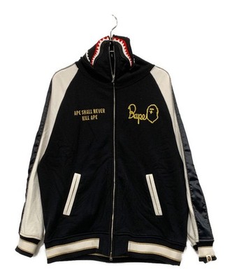 A BATHING APE Souvenir Shark Zip Hoodie Size: L White x black 001ZPK301308M Men