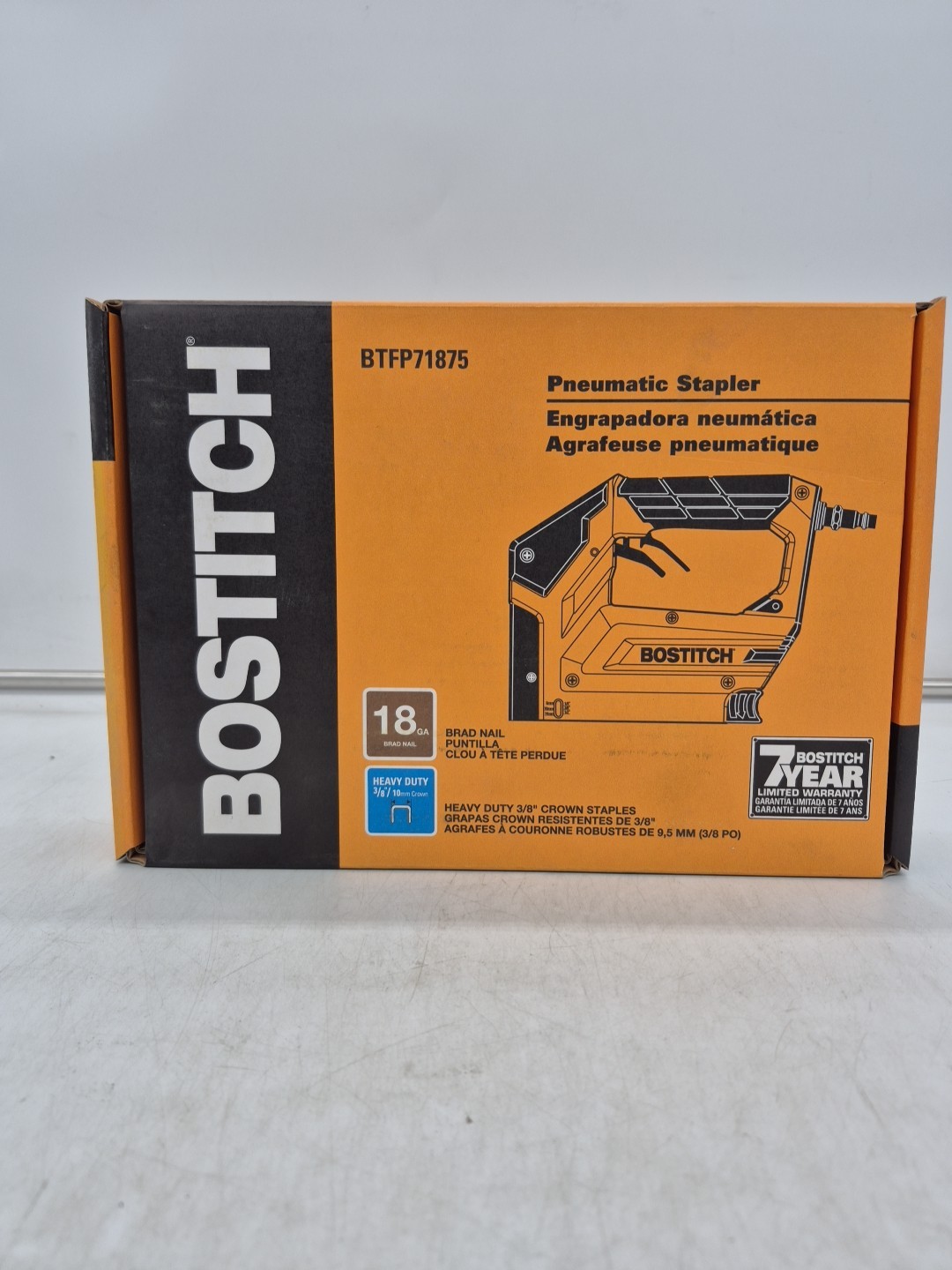 Bostitch BTFP71875 Pneumatic Air Stapler 3/8” Crown Stapler 18ga Brad Nail• NEW