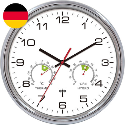 VIVILINEN Funkuhr Wand Mit Thermometer Hygrometer Geräuschlos Wanduhr Ohne Tickg