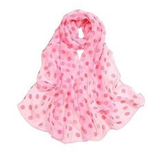 Women Soft Floral Print Shawl Chiffon Sheer Scarf Polka Dot-pink