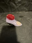 Shoe-Shaped Pin Cushion Plastic with Red Velvet Top, Decorative Flower Detail — photo 1