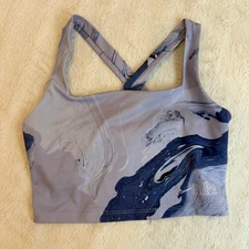 Nike Dri-Fit Aurora S Sports Bra Crop Tank Top Long Line Purple Blue Marbled