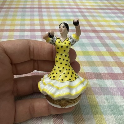 Sinclair Limoges Peint Main Trinket Box Flamenco Dancer