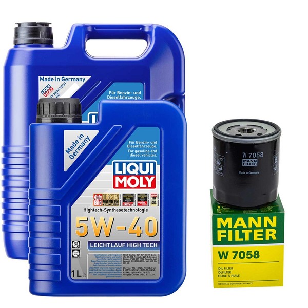 MotoröL Set High Tech 5W-40 Liqui Moly 6 Liter + ÖLfilter FüR Citroen Peugeot-image