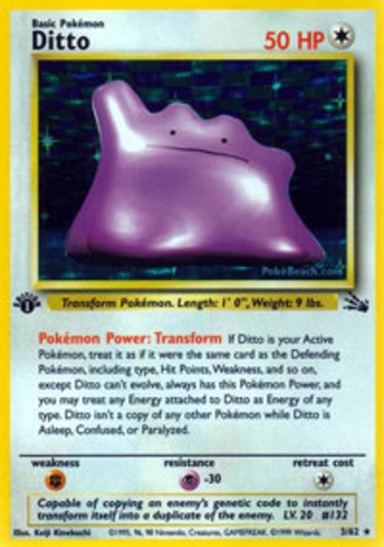 Fossil Ditto - 3/62 - Holo Rare - 1st Edition x1 Moderate Play Pokemon