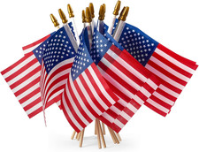 12 Pcs Small American Flags on Stick,4 X 6 Inch Small American Flags for Outside