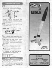 Vintage Estes Goblin Instructions, Decals and Fin Pattern