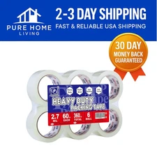 6 Rolls of Heavy Duty Clear Packing Tape 1.88" x 60 Yards - Durable & Reliable