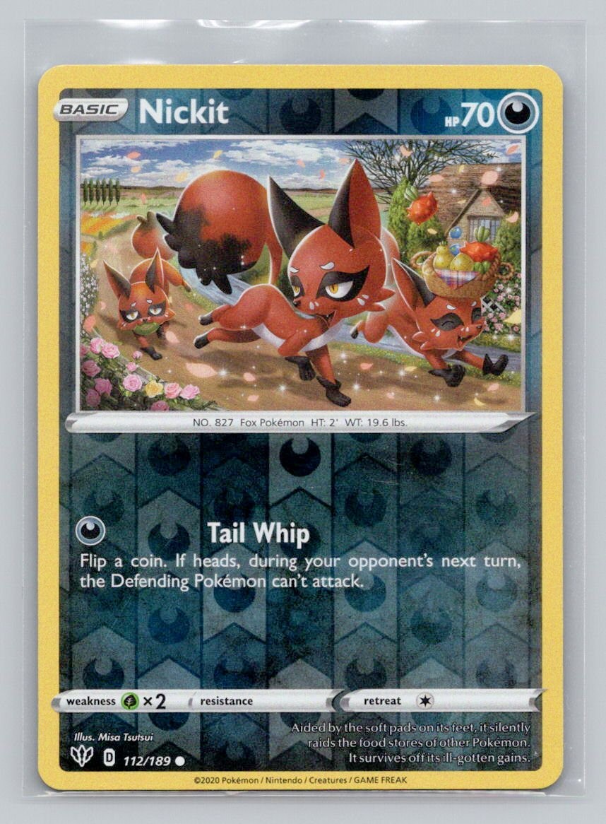 Nickit 112/189 Common Darkness Ablaze Pokemon Reverse Holo Near Mint