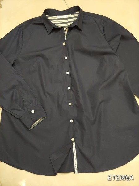 Women ETERNA Shirt Navy Cotton 46 / 3XL / 54