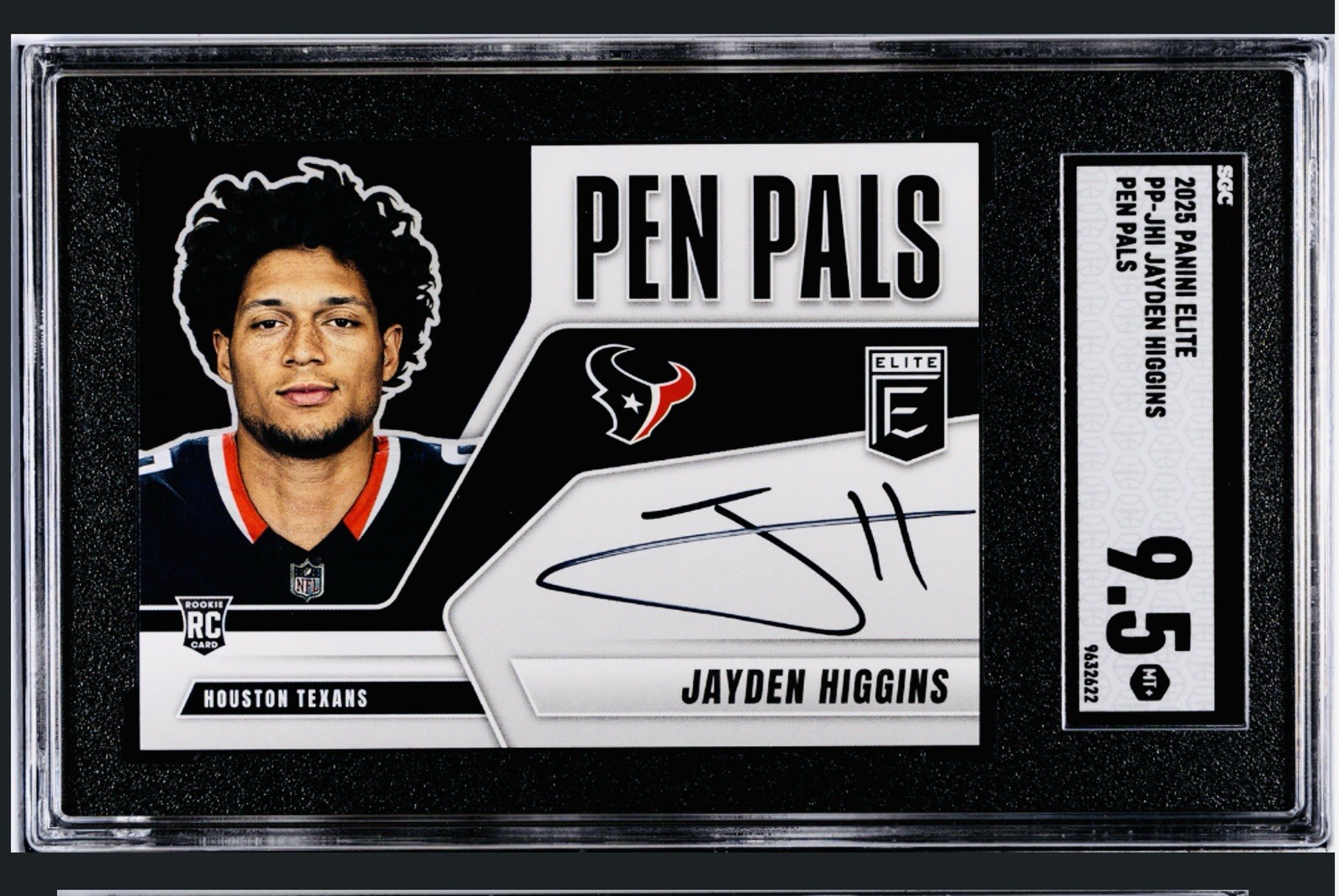JAYDEN HIGGINS 2025 Donruss Elite Penpals On Card Auto Black Ink SGC 10/9.5!