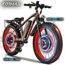 Dual Motor Electric Bike for Adult 3000W 40MPH 100Miles 48V23AH Mountain Bicycle