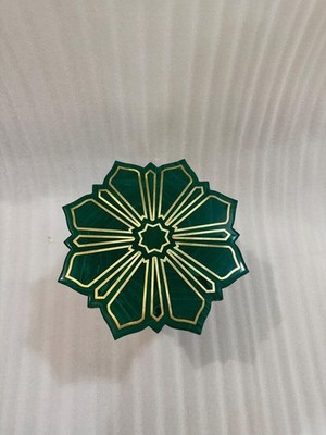 Malachite Flower Corner Table | Handmade Gemstone Inlay Accent Table