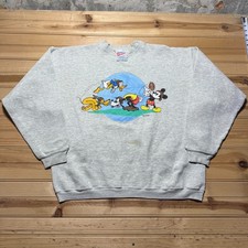 Vintage 90s Disney Mickey Donald Goofy Pluto Football Graphic Sweatshirt USA XL