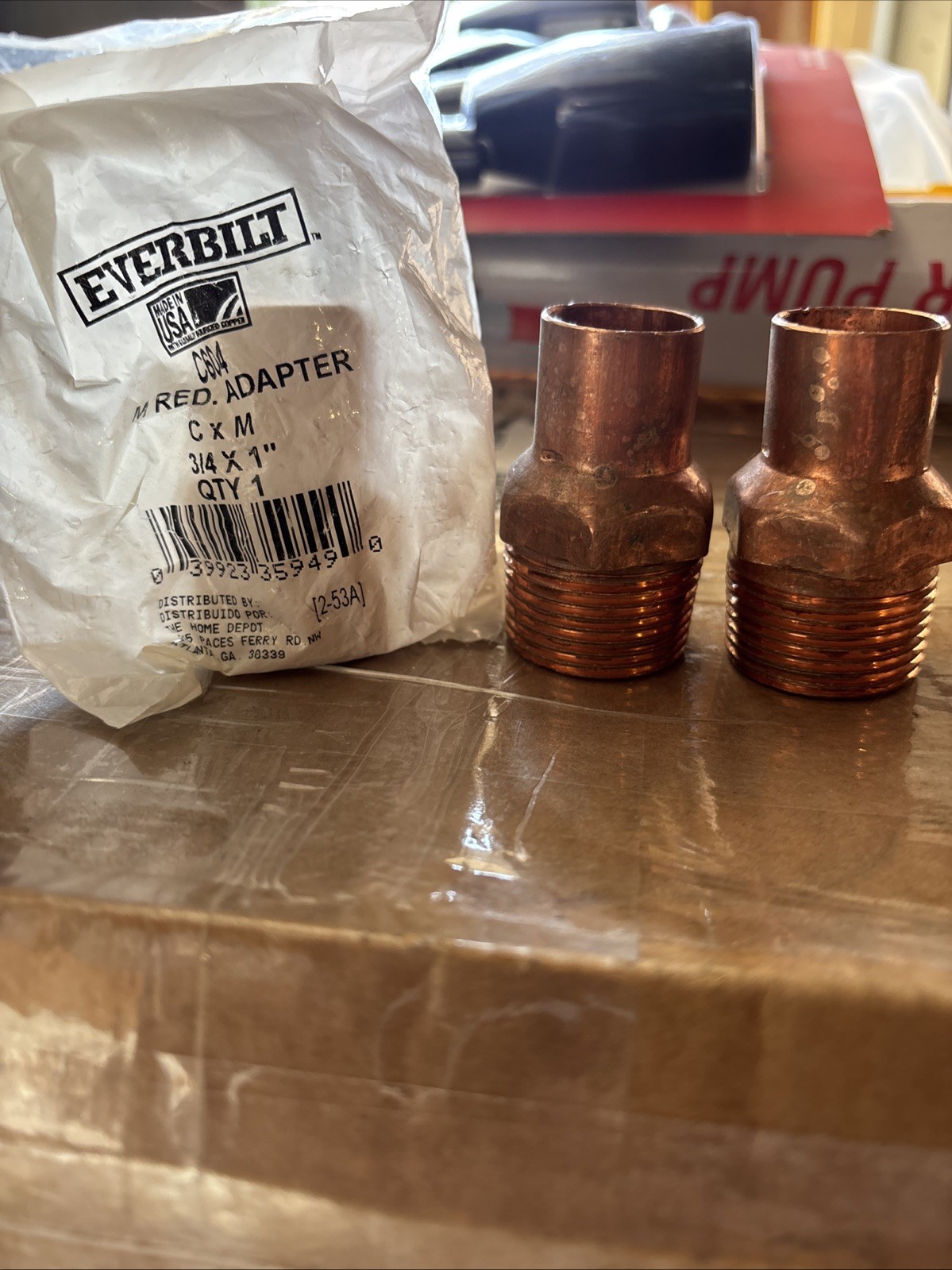 Everbilt 1" Threaded x 3/4” Copper Male Adapter Sweat Fitting C604 Pack Of 16!