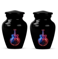 Guitar Remembrance Urn 3Inch Set Of 2 for Human Ashes Memorial Urns for Human