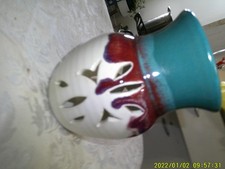 POTTERY LOOK VASE SILHOUETTE CANDLE BURNER COLORFUL DRIP PATTERN