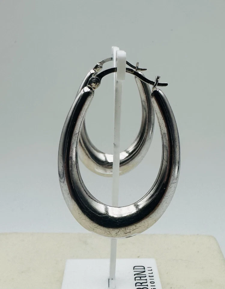 Orecchini A Campanelle In Argento 925 , Ovali Peso7,8gr - Immagine 3 di 4