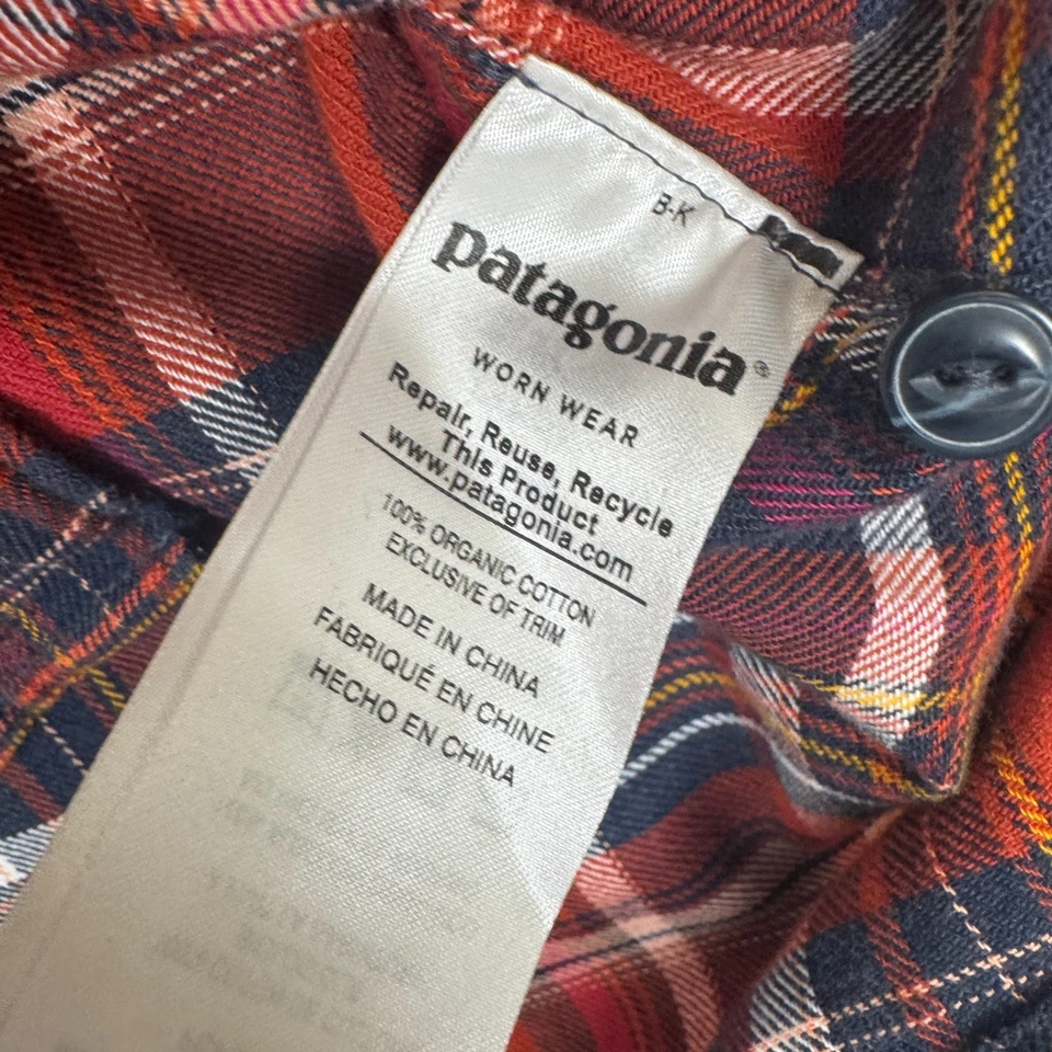 Женская фланелевая рубашка из органического хлопка Patagonia Heywood 8 цвет синий оранжевый белый - Изображение 4 из 4