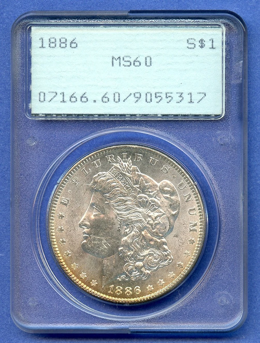 Business MS 60 Graded 1886 Year Morgan US Dollars (1878-1921) for