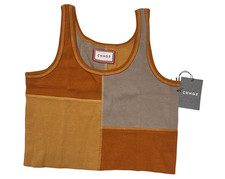 Chnge Women's Patchwork Waffle Respirant Top En Coton Bio Marron Gris, XL