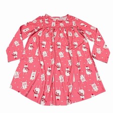 Gymboree Girls Pink Midi Length Nightgown White All Over Bear Print Size 7/8 GUC