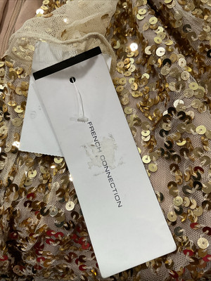 French Connection Long Sleeve Gold Sequin Pattern Dress Size 6 missing  sequence | eBay