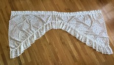 Vintage Ivory White Lace Curtain Swag Valance with Ruffles